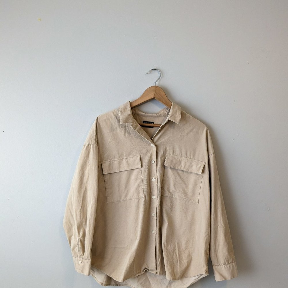 The Oversized Corduroy Shirt in White Pepper - Frank and Oak